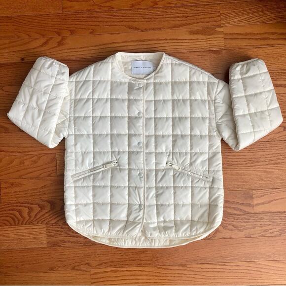 Rebecca Minkoff Box Quilt Puffer Zip Pockets White Cream Jacket Women’s Size S - Picture 2 of 12